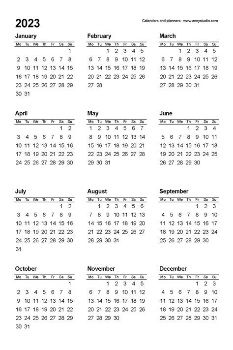 2023 Printable Calendar One Page Portrait 2023 Calendar Printable