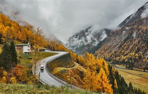 Wallpaper Road Autumn Mountains Austria Alps Autumn Mountains