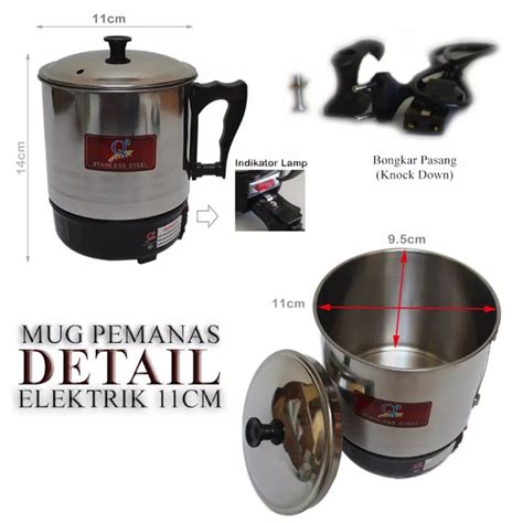 Mug Pemanas Air Listrik Q2 8011- Teko Elektrik Stainless 11CM | Shopee