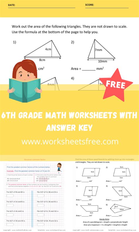 6th Grade Math Worksheets With Answer Key In 2022 Worksheets Free