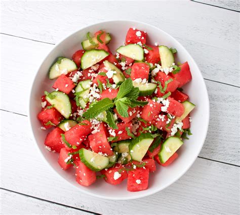 Watermelon And Cucumber Salad With Mint And Feta The Produce Moms