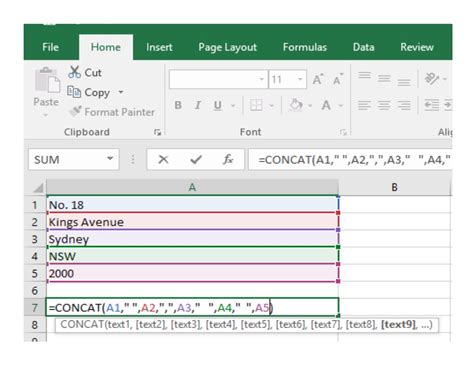 Windows And Office Excel Text Functions I Concatenating Text Strings