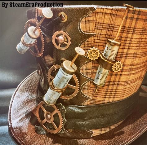 Steampunk Antique Syringes Top Hat With Copper Gears In Size Etsy