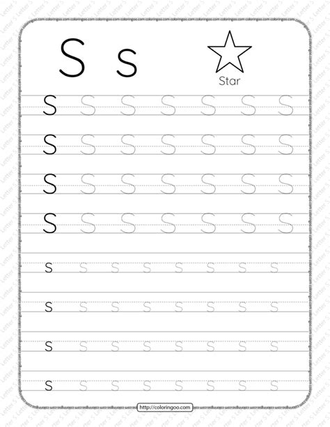 Printable Dotted Letter S Tracing Pdf Worksheet Free Printable