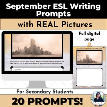 ESL Bell Ringers Writing Prompts With Pictures For September TPT