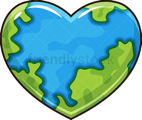 Heart Shaped Earth Cartoon Vector Clipart Friendlystock