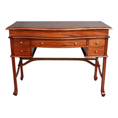 Solid Mahogany Wood Large Writing Desk With Lift Top Antique