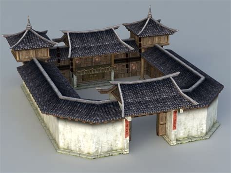 Rich Traditional Chinese Courtyard House 3d Model 3ds Max Files Free