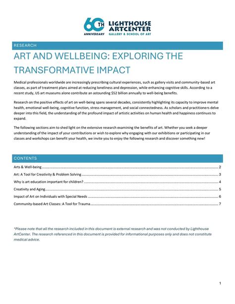 Research Packet On Impact Of Art On Well Being By Lighthouse Artcenter