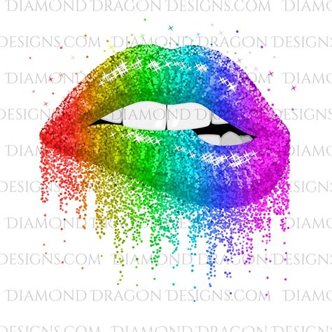 Dripping Glitter Lips Rainbow Lips Glitter Biting Lips Pride