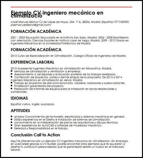 Ejemplos Cv Ingeniero Mecanico Y Muestras Cv En Directo Images