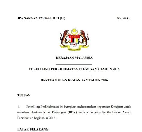 Pekeliling bilangan 4 tahun 2002. Bantuan Khas Kakitangan Awam Pekeliling Perkhidmatan ...