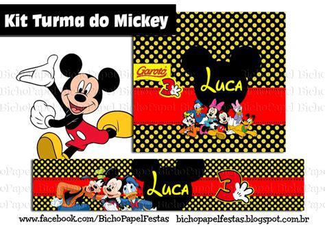 Casinha De Criança Kit Mickey Preto Vermelho E Amarelo Para Imprimir