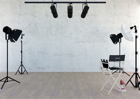 Empty Photo Studio With Lighting Equipment Free Photo