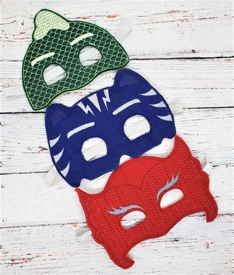 Ith Pajama Masks Play Mask Bundles Green Gecko Red Owl Blue Etsy