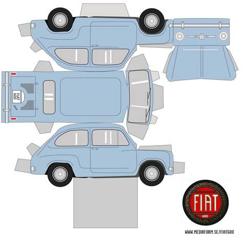 Jossoriopapercraft Papercraft Recortable De Un Auto Fiat Azul Images