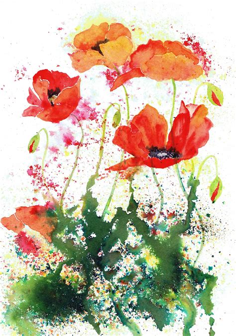 Brusho Poppies By Julie Horner Abstract Poppies Watercolor Poppies