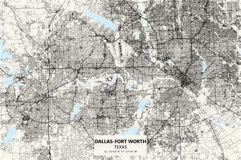 Dallasfort Worth Metroplex Texas Vector Map Stock Illustration