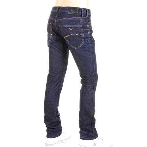 Mens skinny jeans slim fit super stretch denim pant enzo designer all waist size. Indigo Slim Fit Low Rise Jeans for Men by Armani Jeans ...