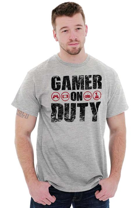 Gamer On Duty Video Games Nerdy Geeky Mens Graphic T Shirt Tees Brisco