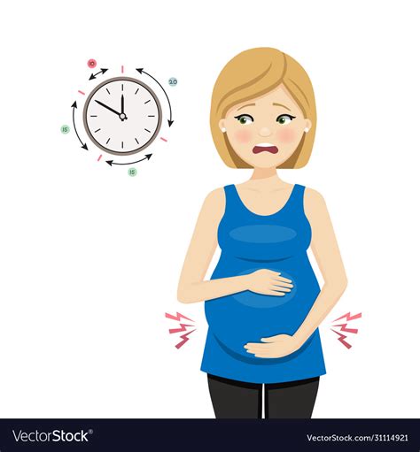 pregnant woman in labor measuring contractions vector image