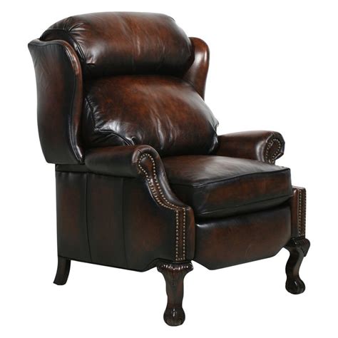 Barcalounger Danbury Ii Leather Recliner With Nailheads Blue Leather