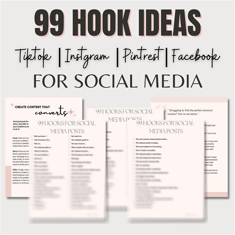 99 Hooks For Social Media Content Creation Simple Social Etsy