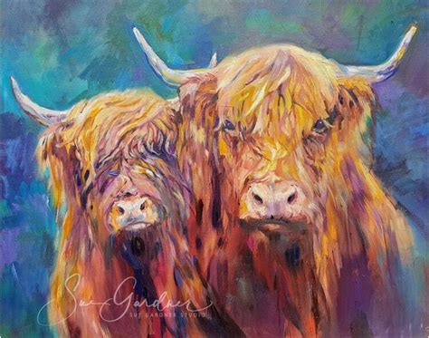 Highland Cows Commissioned Piece 2019 Highland Cow Painting Cow