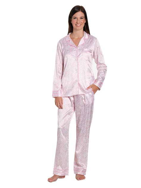 Womens Printed Classic Satin Pajama Set Noble Mount