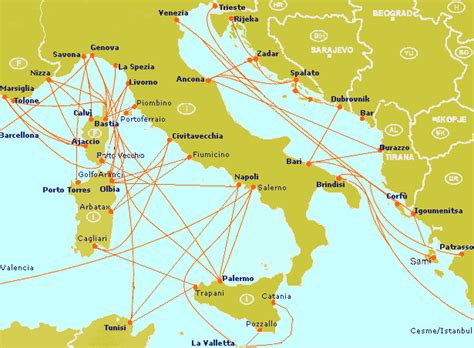 A map of croatia showing the main towns, cities, islands, national parks and places of interest in the country. Map of Ferries around Croatian Coast
