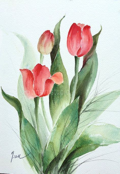 Tulip Painting Tulip Art Red Tulips Tulip Flower By Tinavustudio