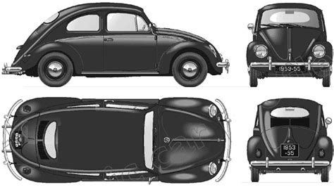 1955 Volkswagen Beetle 1200 Coupe Blueprints Free Outlines