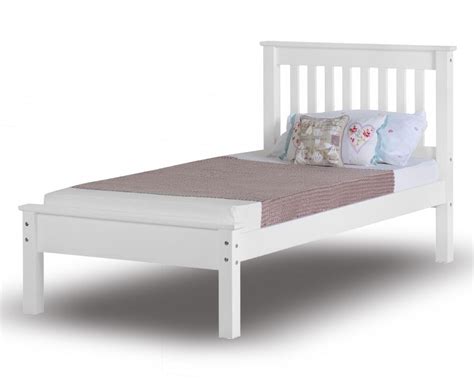 Beds for children, like cots and so on, will have other sizes, both length and width. Monty White Low Foot Single Bed Frame