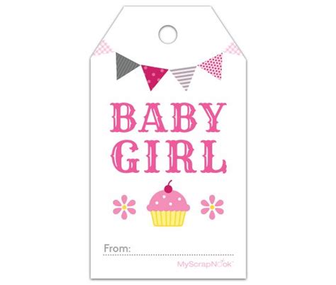 After the tags have been created, you have a printable gift tag template that is ready to be printed out on card stock, or other printable type paper and cut out by. Download this Pink Cupcake Baby Girl Gift Tag and other ...