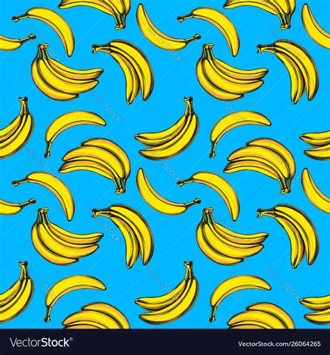 Bananas Fruit Seamless Texture Wallpaper Vector Image