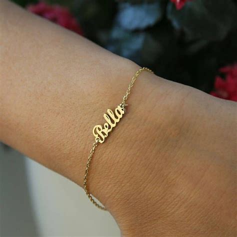 14k Solid Gold Name Bracelet İnitial Bracelet Letter Etsy Jewelry