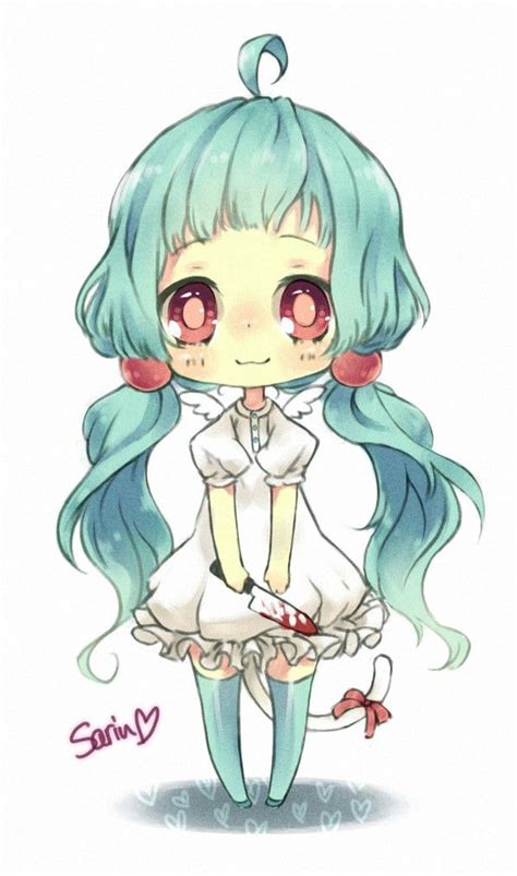 Chibi Girl With Blue Hair Cute And A Little Creepy Must