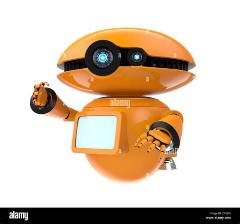 Orange Robot Isolated On White Background 3d Rendering Image With