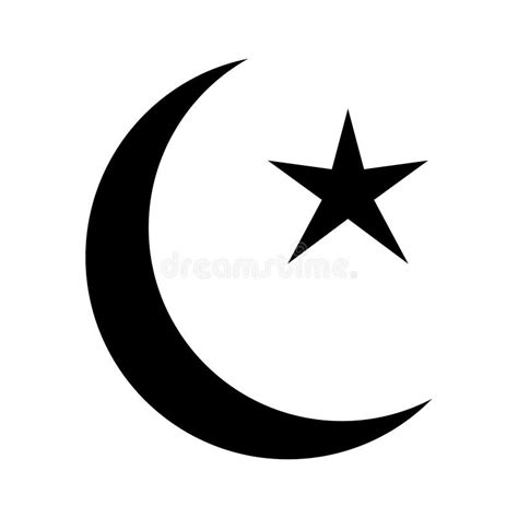 Islam Crescent And Star Black And White Pictogram Depicting Islamic