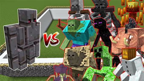 Netherite Golem Vs All Mutant Mob Minecraft Mob Battle Youtube