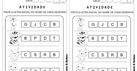 Atividade Letra Inicial Temática Animais Selvagens Ideia Criativa