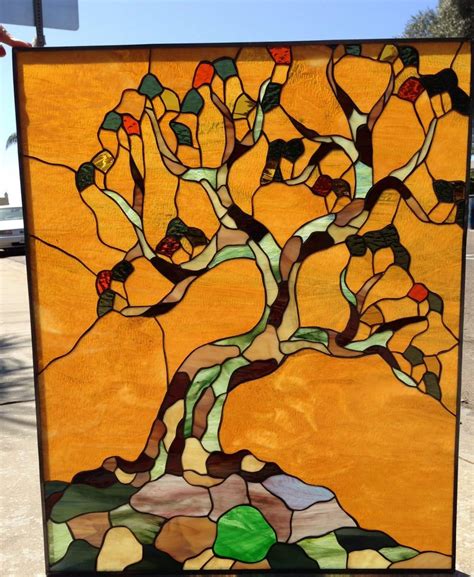Tree Of Life 2 Leaded Stained Glass Window Panel