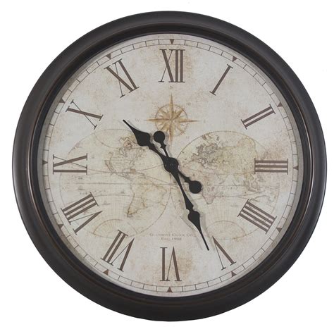 Decor Therapy Oversized 30 Antique Map Wall Clock And Reviews Wayfair