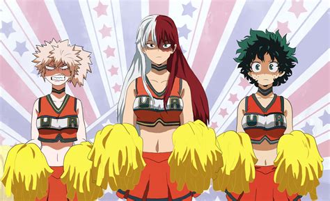 Genderbend Todoroki Bakugou And Deku In Cheer Uniforms I Tried To