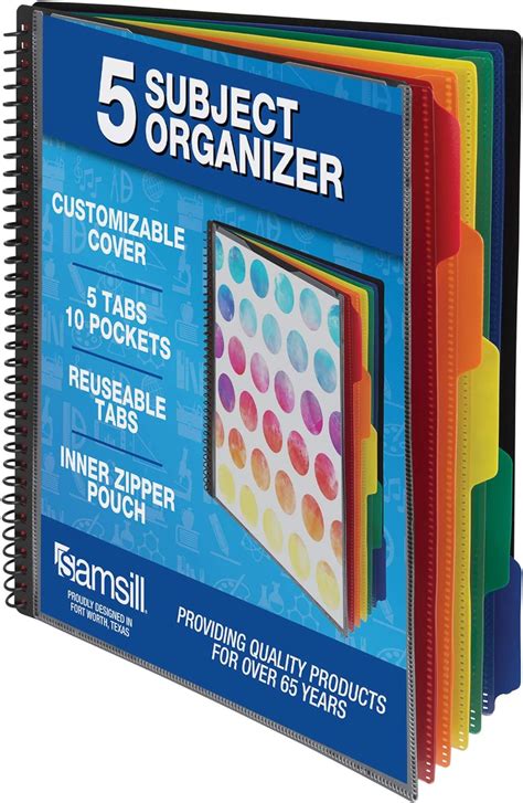 Samsill 10 Pocket Spiral Project Organizer With 5 Dividers