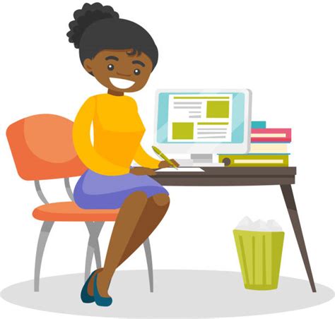 African American Woman Writing Illustrations Royalty Free Vector