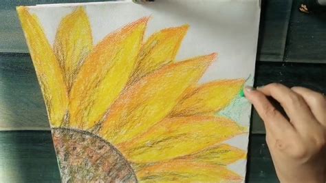 This drawing medium isn t just for kids. How to draw flower/ easy sunflower drawing with crayons ...