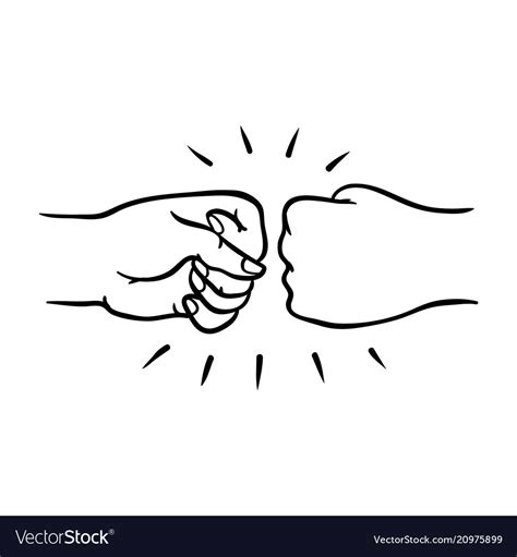 Two Human Hands Giving Fist Bump Gesture In Sketch