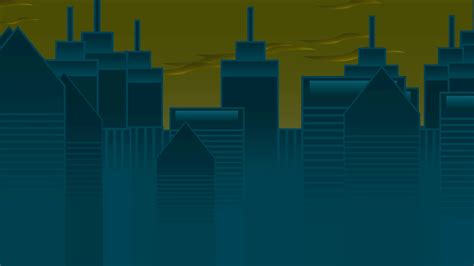 Cartoon Animation Background With Motion Clouds And Buildings Abstract