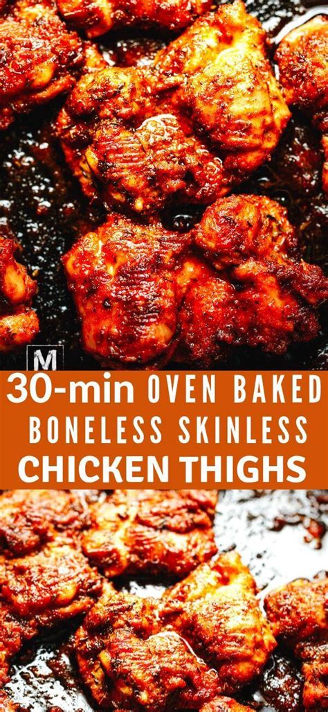 Maybe you would like to learn more about one of these? 30-min Oven Baked Boneless Skinless Chicken Thighs cooked ...